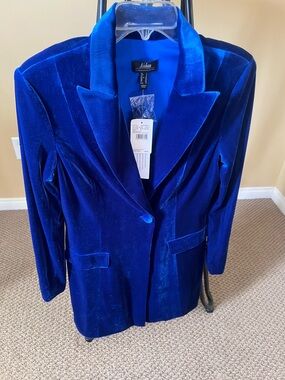 Aidan by Adriana Papell Cobalt Blue Velvet Blazer